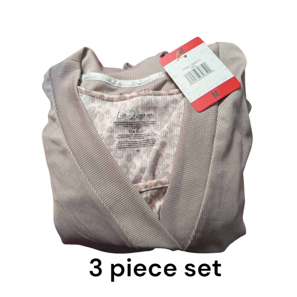 Live 2 Lounge | 3 Piece Women's Lounge Set Cooling Effects | Tan | M = 8/10 - Picture 6 of 8